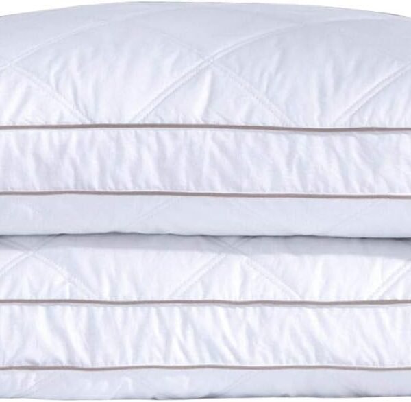 Goose Feathers and Down Pillow for Sleeping Gusseted Bed Hotel Collection Pillows, Standard, Set of 2