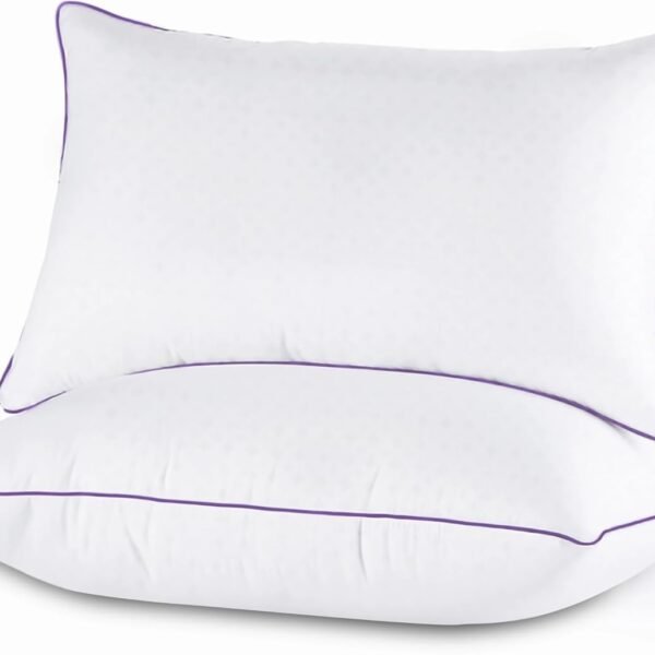 Pillows Queen Size Set of 2, Cooling and Supportive Bed Pillows with Super Soft Down Alternative Fill, Luxury Fluffy Hotel Quality for Side, Back, and Stomach Sleepers