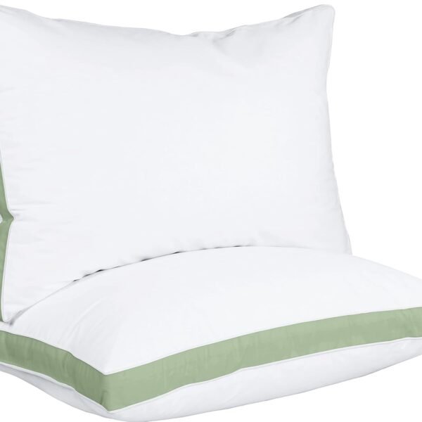 Bed Pillows for Sleeping Queen Size (Sage Green), Set of 2, Cooling Hotel Quality, Gusseted Pillow for Back, Stomach or Side Sleepers