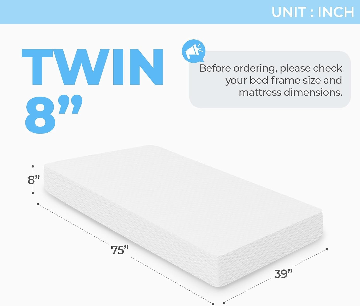 8 Inch Twin Cooling Gel Memory Foam Mattress Medium Firm Foam, Mattress in a Box Enhanced Pressure Relief Removable Soft Cover No Fiberglass (Twin, 8 in) - Image 2