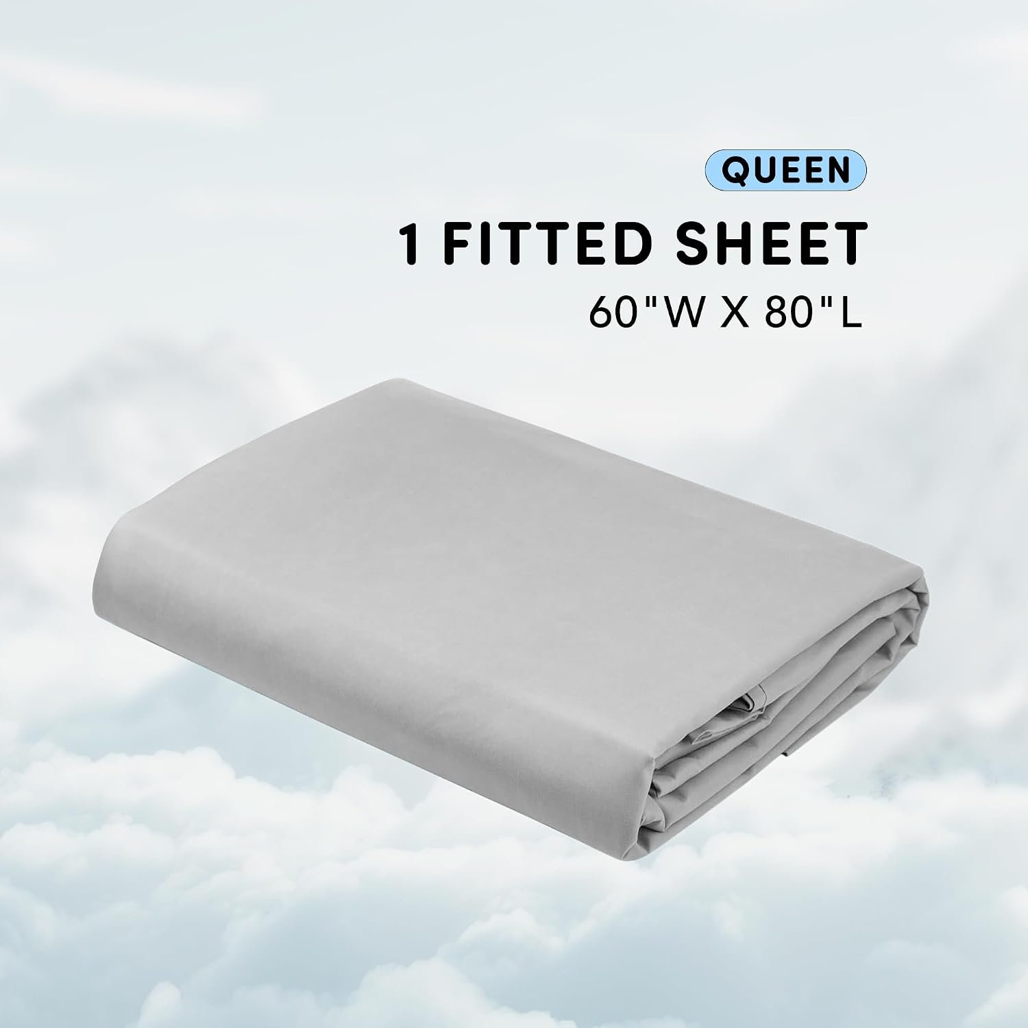 Moisture-wicking fitted sheet (fitted sheet only), ultra-soft, colorfast, fully elastic deep pocket design, fits 16-inch thick mattresses. Cool summer sheets to relieve night sweats, Queen size, grey - Image 2