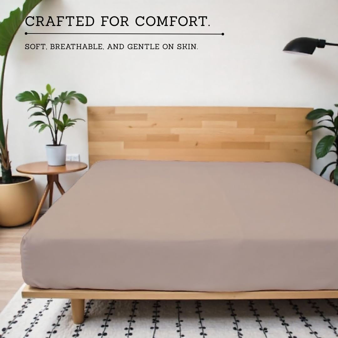 Fitted Sheet (fitted sheet only), 800-count satin weave, 18-inch deep pocket, soft, breathable and cool fitted sheet, taupe - Image 2