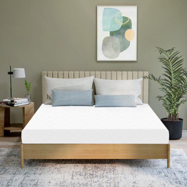 6 Inch Queen Cooling Green Tea Memory Foam Mattress Medium Firm Foam, Pressure Relief & Mattress-in-a-Box Ultimate Comfort Fiberglass Free (Queen, 6 in)