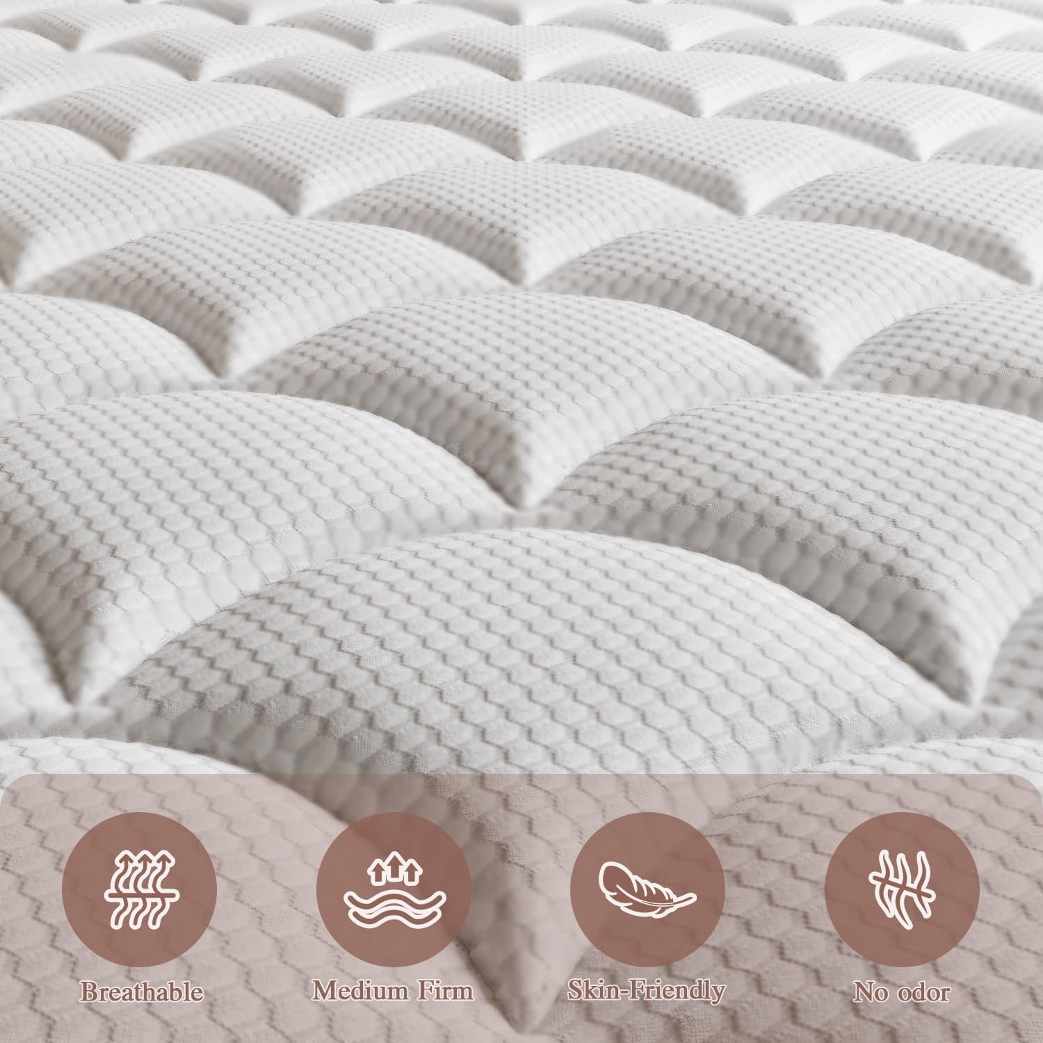 Queen Mattress, 10 Inch Queen Size Mattresses in a Box, Hybrid with Gel Memory Foam and Pocketed Springs for Motion Isolation & Enhanced Support, Medium Firm, - Image 2