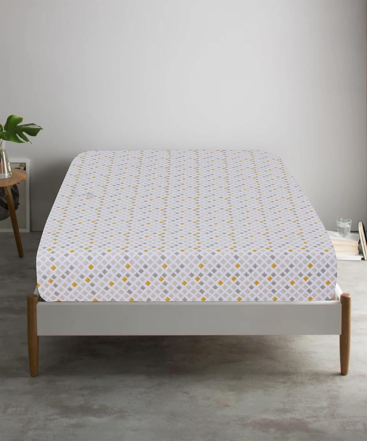Fitted sheet, fitted sheet only, 100% cotton 300 thread count lightweight cool breathable twill fitted sheet, 16 inch regular elastic deep pocket design, soft mattress (Queen size, yellow, diamond) - Image 2