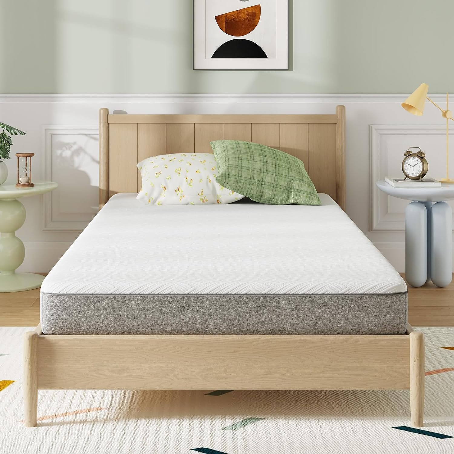8 Inch Queen Mattress, Gel Queen Memory Foam Mattress in a Box for Pressure Relief with Medium Soft Support & Cooling Night Sleep & Enhanced Comfort, White & Grey
