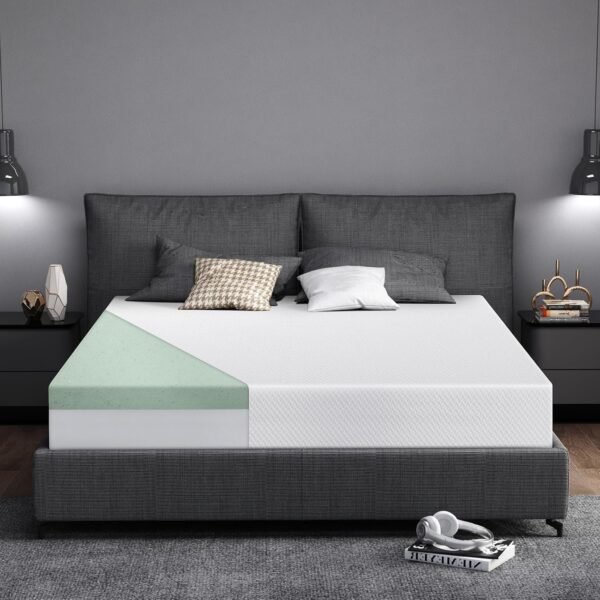 Extra Firm Queen Size Memory Foam Mattress 8 Inch with Tencel Cover, Premier Cooling Green Tea/Gel Bed Mattresses in a Box, Firm-Mattress for Back Pain, CertiPUR-US Deep Sleep, in USA, 80'' x 60''