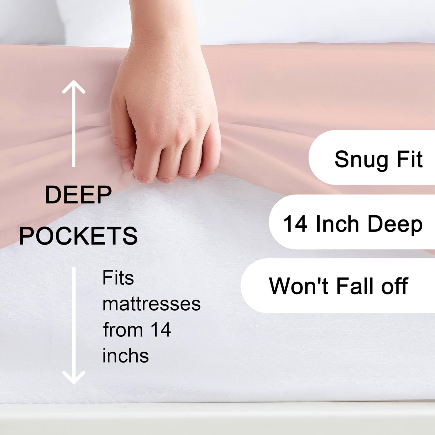 100% Microfiber 60" x 80" Queen Size Fitted Sheet (fitted sheet only), hotel quality deep pocket fitted sheet, protects mattresses up to 14 inches thick, machine washable and colorfast, doesn't shift easily, lotus pink - Image 2