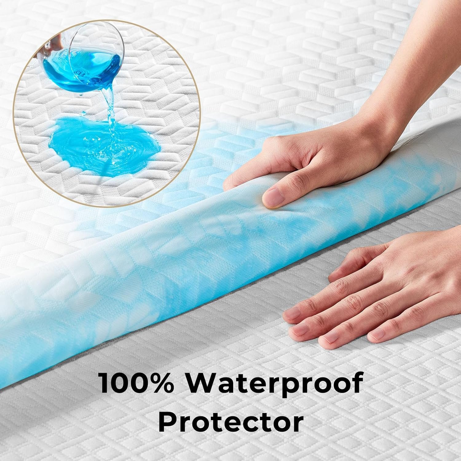 Twin Mattress with Waterproof Mattress Protector, 8 Inch Gel Memory Foam Mattresses in a Box, Fiberglass Free, Breathable for Cool Sleep & Comfy Support, , White - Image 2