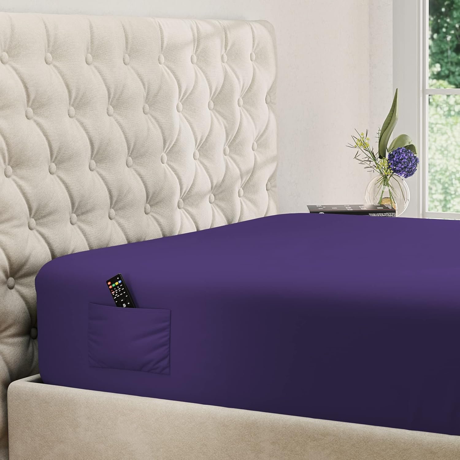 Fitted Sheet - Extra Deep Pocket Fitted Sheet - fits mattresses up to 21 inches thick - Deep Pocket King Size Fitted Sheet - Hotel Luxury