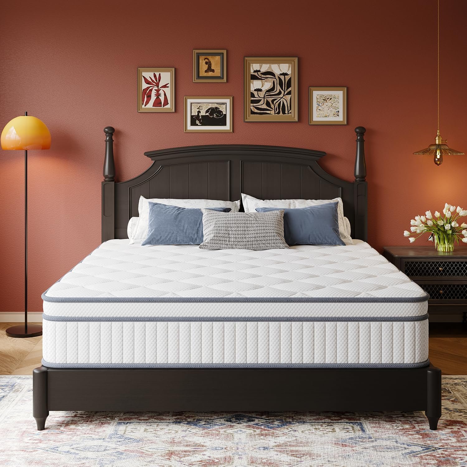 Queen Mattress, 10 Inch Queen Size Mattresses in a Box, Hybrid with Gel Memory Foam and Pocketed Springs for Motion Isolation & Enhanced Support, Medium Firm,