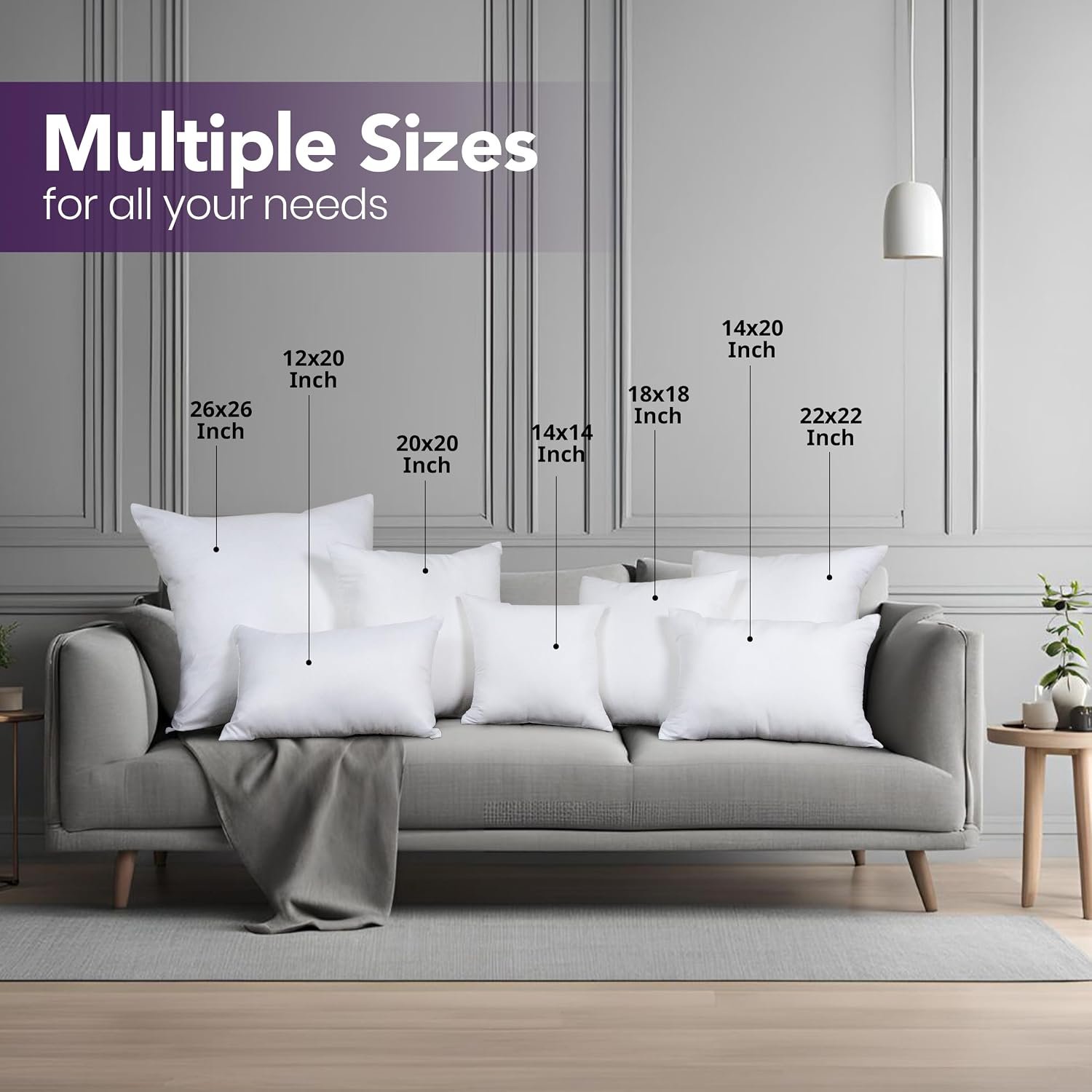 Throw Pillows Insert (Pack of 2, White) - 12 x 20 Inches Bed and Couch Pillows - Indoor Decorative Pillow - Image 2