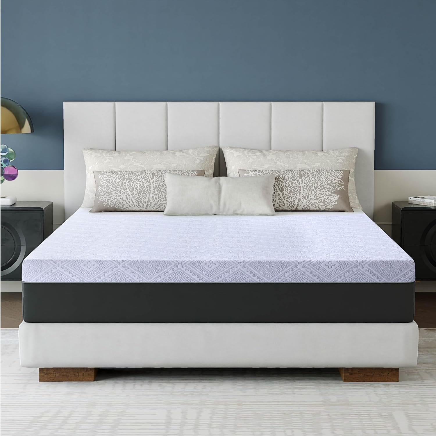 10 Inch Queen Mattress, Charcoal Gel Cooling Memory Foam Mattress in a Box, Medium Fiberglass Free, , Grey