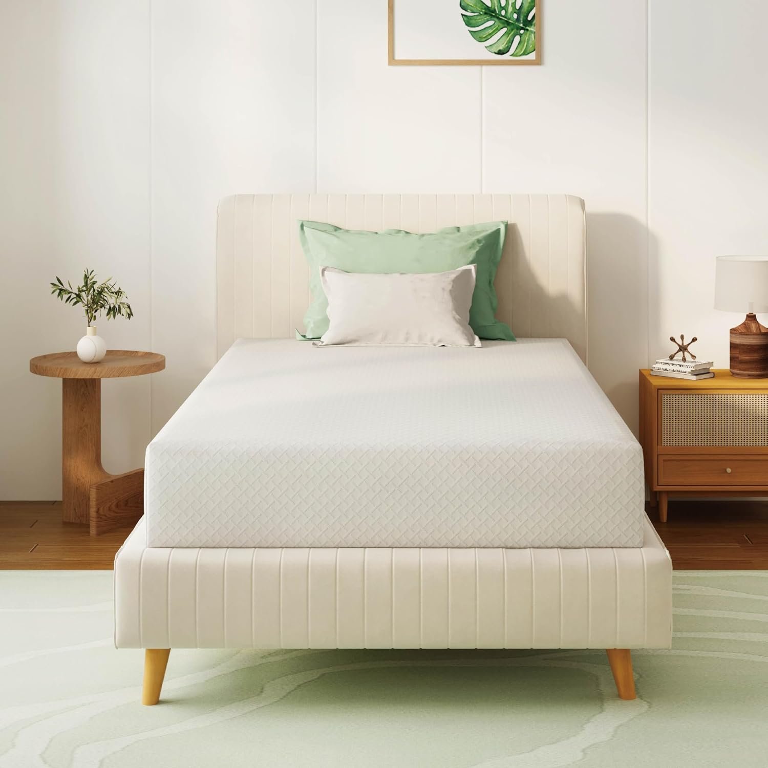 Twin XL Mattress 10 Inch Green Tea Memory Foam Mattress for Cool Sleep & Pressure Relief, Fiberglass Free, Bed in a Box, Removable Washable Cover,