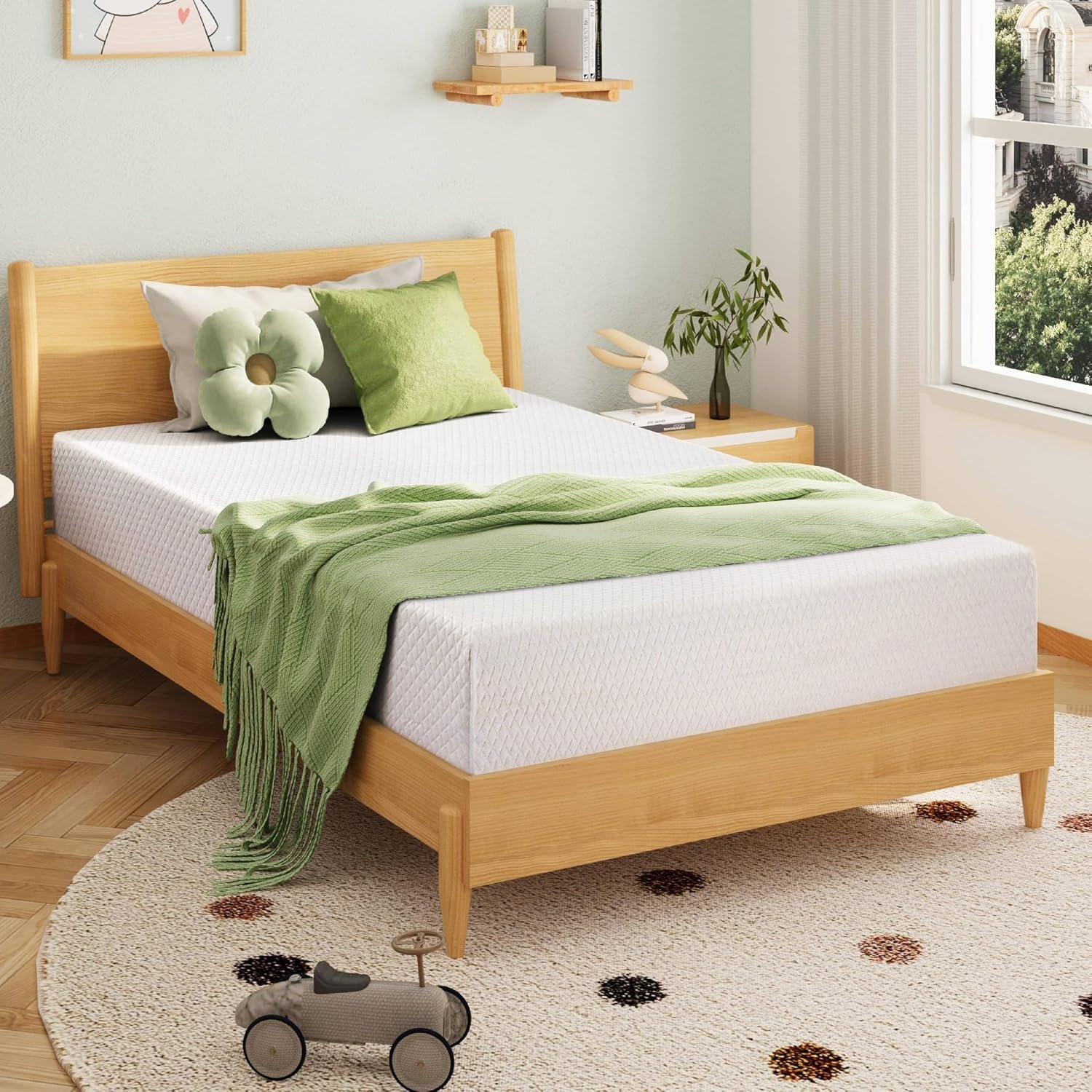 Full Size Memory Foam Mattress, 8 Inch Bed Mattress in A Box with Cooling Green Tea Gel, Pressure Relief with Medium Firm Support, , 75''L x 54''W, 37.3 pounds White